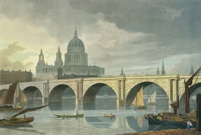 Südwestansicht der St. Pauls Kathedrale und der Blackfriars Brücke, 1810 von George Fennel Robson